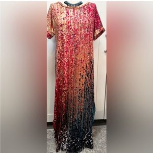 Multicolor Raindrop Print Women's Maxi Dress Sz XXL NEW!
